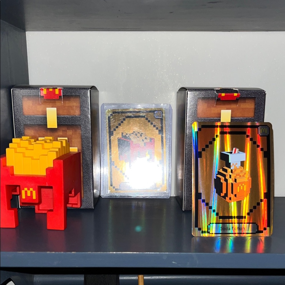 Pixel Art McDonald's Fries & Holographic Trading Card Set